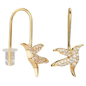 Amanda Blu CZ Gold Hummingbird Earrings NWT!